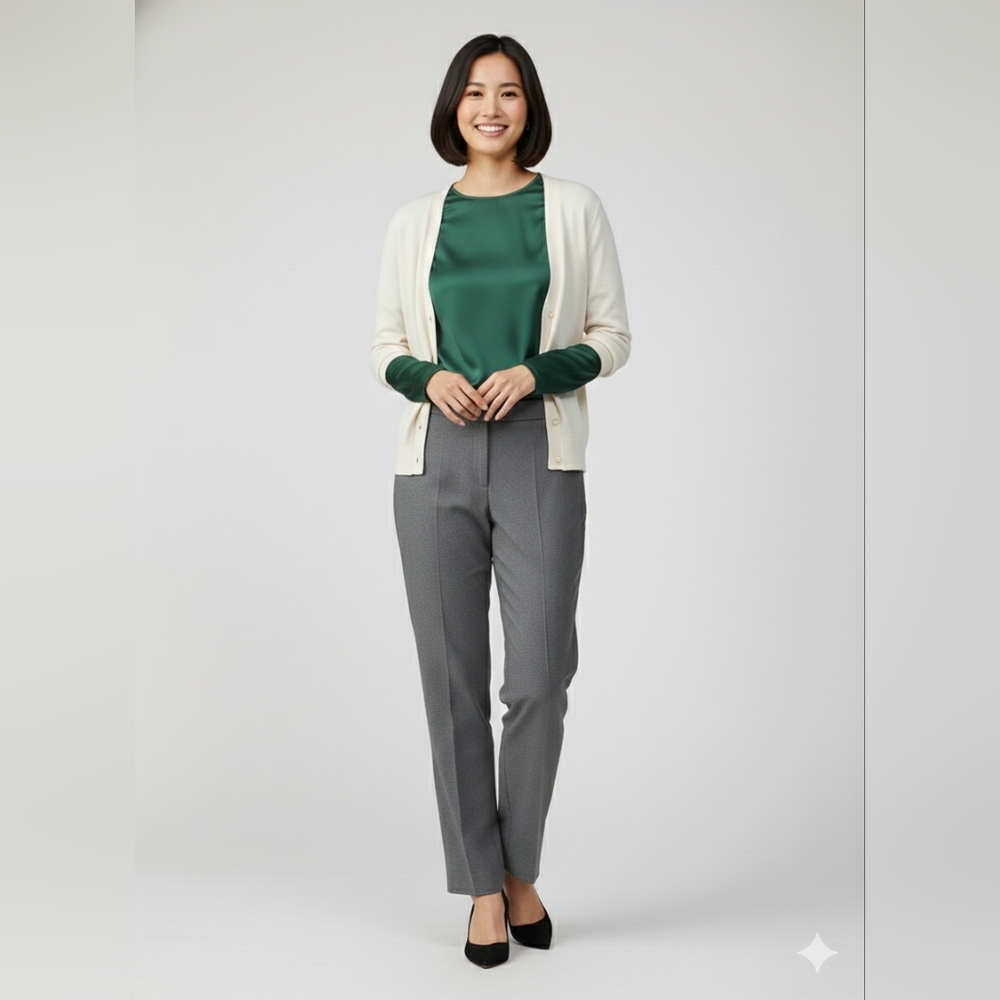 LAFAYETTE 148‎ Womens Solid Gray Virgin Wool Straight Pants Formal Office Sz 14